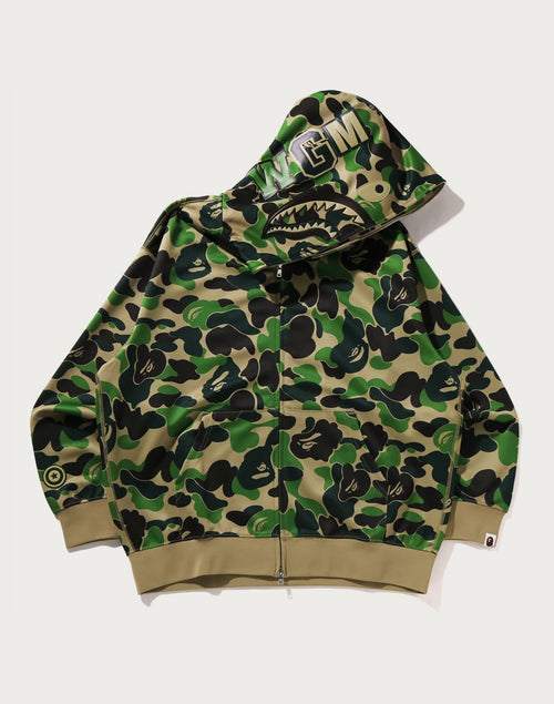 ABC CAMO POLYESTER RELAXED FIT SHARK FULL ZIP HOODIE MENS