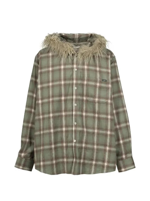 KAMIYA  faux-fur hooded overshirt